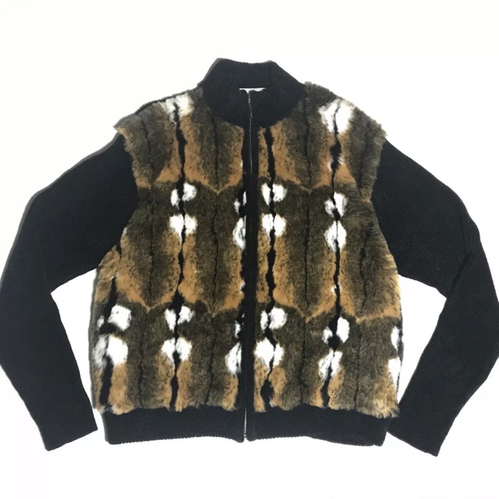 Lisa International Woman’s Sweater Faux Fur & Knit
